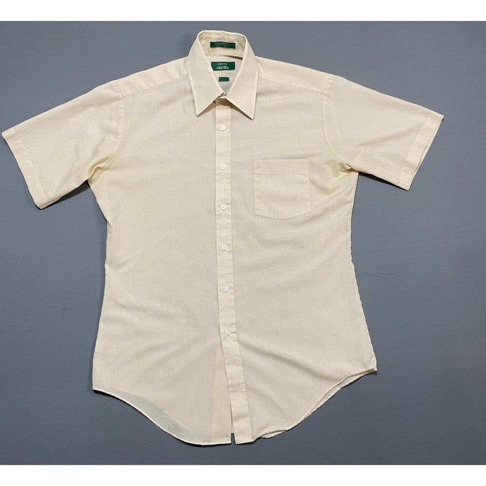 Vintage Sears Mens Store Perma-Prest Shirt 15.5 Cream Short Sleeve